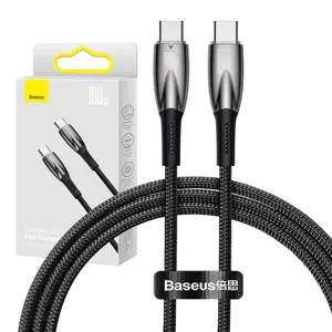 USB-C į USB-C "Baseus Glimmer" kabelis, 100 W, 1 m (juodas)