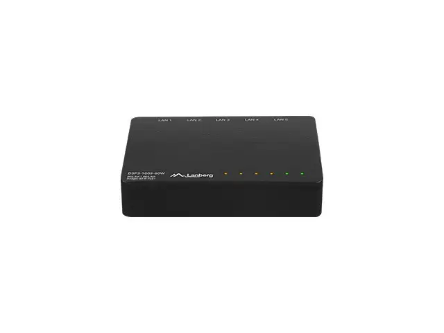 LANBERG komutatorius PoE 5 prievadai 1GB 4 prievadai PoE 30W/prievadui maks. 60W DSP3-1005-60W nevaldomas