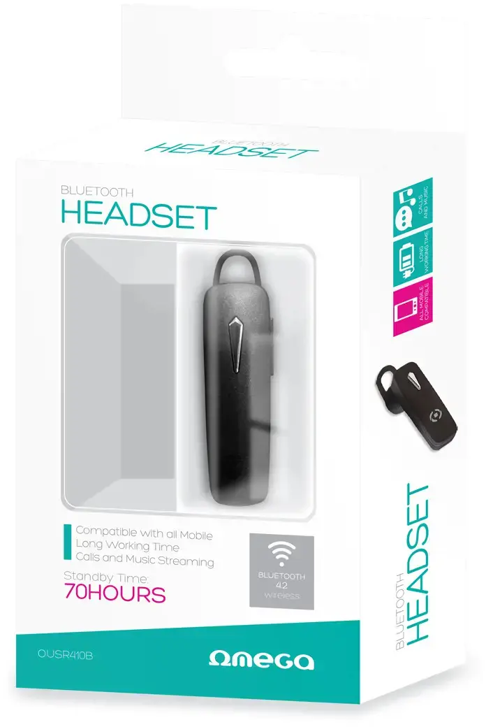 "Omega" ausinės "Bluetooth R410", juodos (45212)