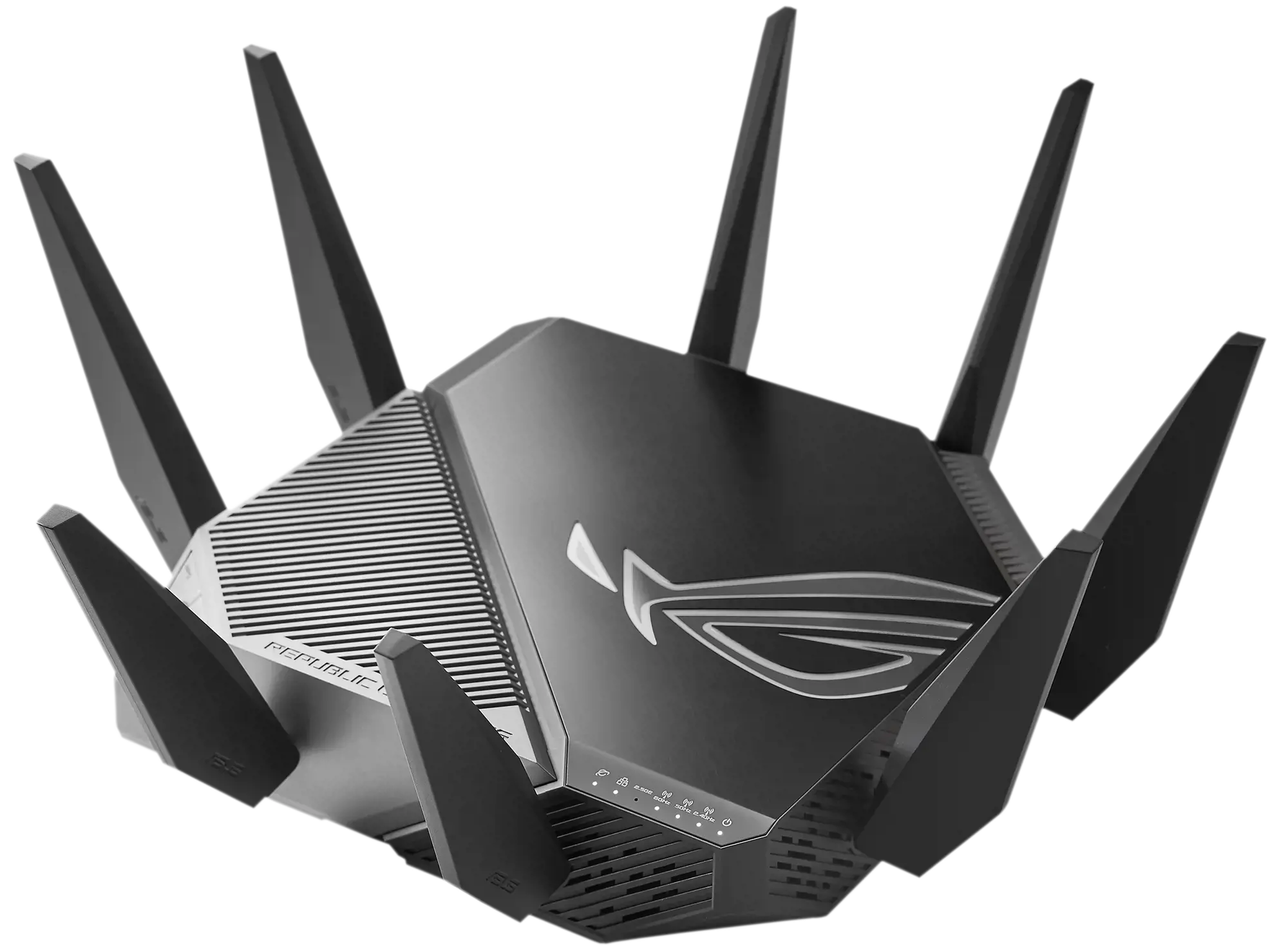 ASUS GT-AXE11000, "Wi-Fi 6" (802.11ax), trijų dažnių (2,4 GHz / 5 GHz / 6 GHz), Ethernet LAN, juodas, stalinis maršrutizatorius