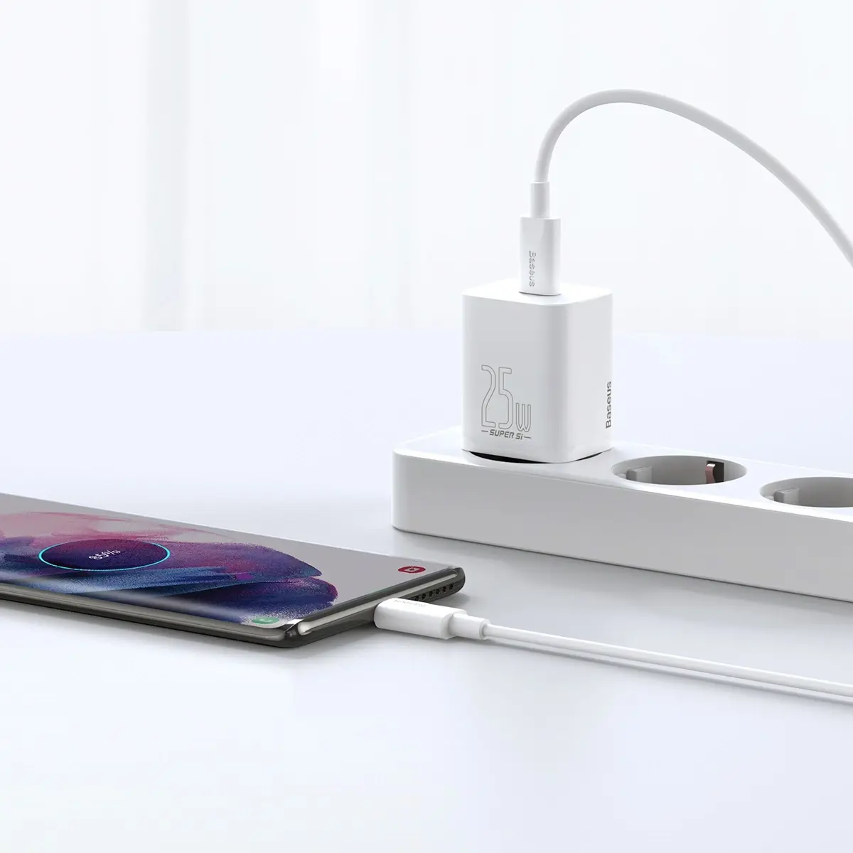 Baseus Super Si Quick Charger 1C 25W with USB-C cable for USB-C 1m (white)