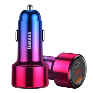 Baseus CCMLC20C-09 automobilinis įkroviklis su skaitmeniniu ekranu USB | Quick Charge 3.0 | Type C | PD | QC4+| 45W | 5A raudona