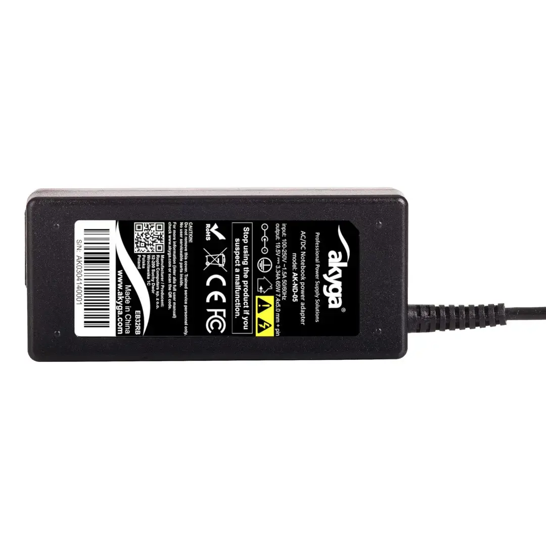 AKYGA AK-ND-05 Nešiojamojo kompiuterio maitinimo adapteris 19,5 V/3,34 A 65 W 7,4x5,0 mm + DELL kaištis
