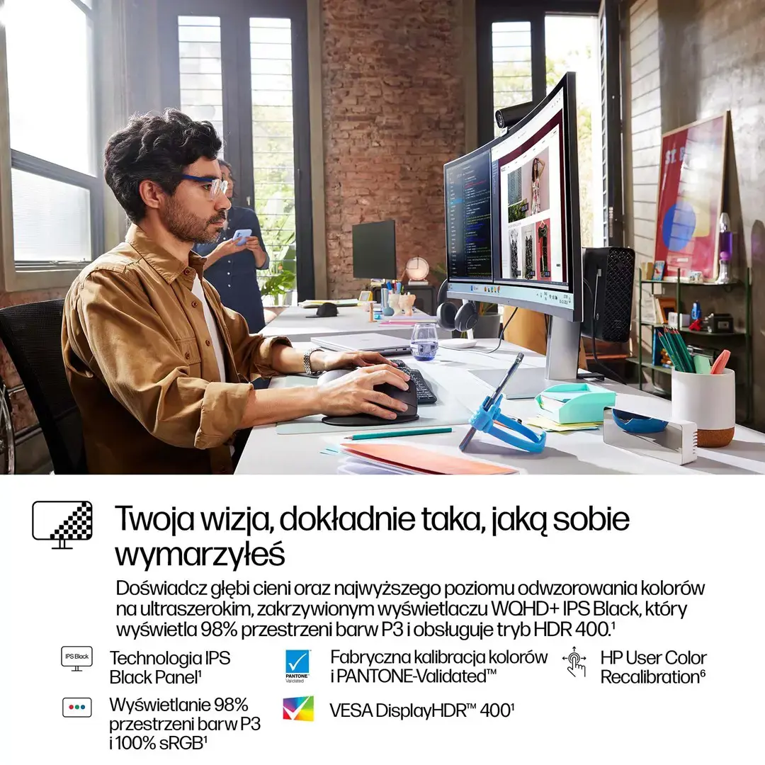 HP 738pu Series 7 Pro Curved TB4 Charging Monitor - 37.5" 3840x1600 WQHD+ 400-nit 60Hz AG, Curved, IPS Black HDR 400, USB-C(100W/65W/15W)/HDMI/ DP Daisy-Chain, 5x USB-A, speakers, RJ-45 LAN, height adjustable/tilt/swivel, 3 years (Z38c)