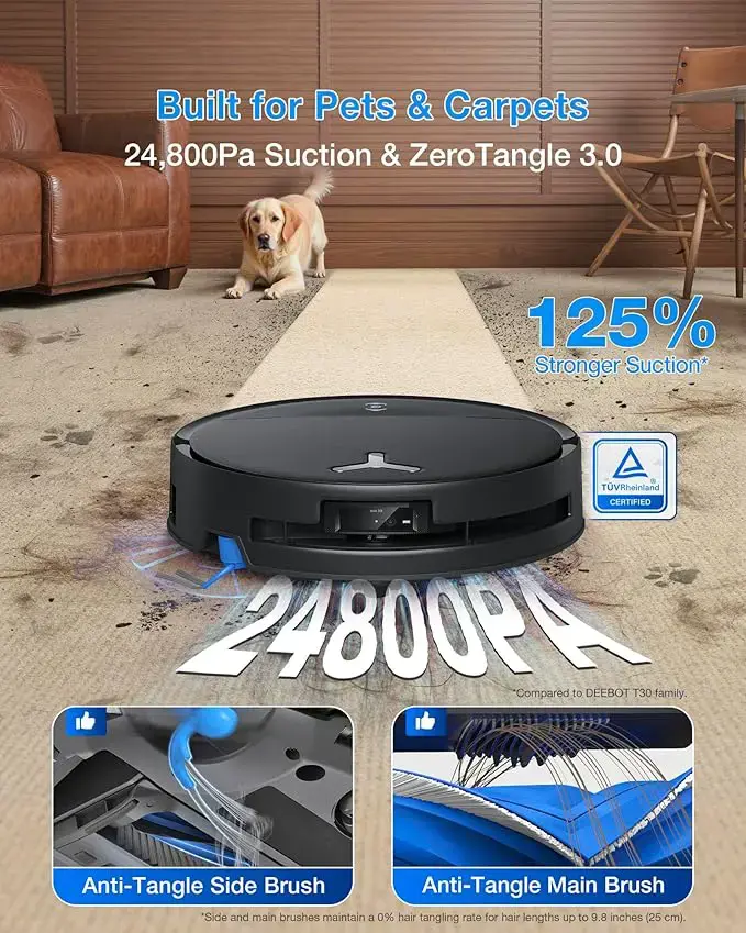 Dulkių siurblys-robotas Ecovacs DEEBOT T80S OMNI BLACK, Juoda