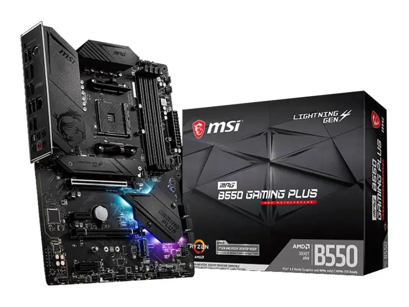 MSI MPG B550 Gaming Plus, AMD, Socket AM4, 3-iosios kartos "AMD Ryzen™ 3", 3-iosios kartos "AMD Ryzen 5", 3-iosios kartos "AMD Ryzen™ 7", 3-iosios kartos..., DDR4-SDRAM, 128 GB, DIMM