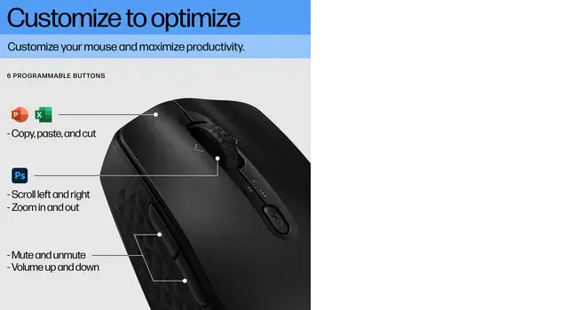 HP 420 Programmable Bluetooth Mouse, Ambidextrous, Bluetooth, 4000 DPI, Black