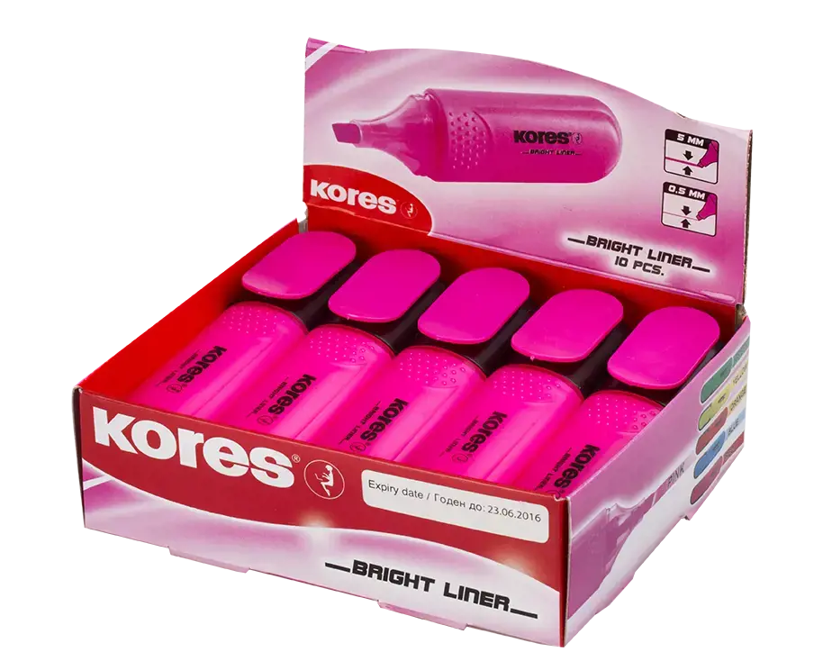 Teksto žymeklis KORES BRIGHT LINER, rožinė