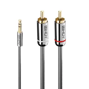 "Lindy" 1M PHONO AUDIO KABELYS, CROMO LINE, 3,5 mm, vyriškas, 2 x RCA, vyriškas, 1 m, antracito spa…