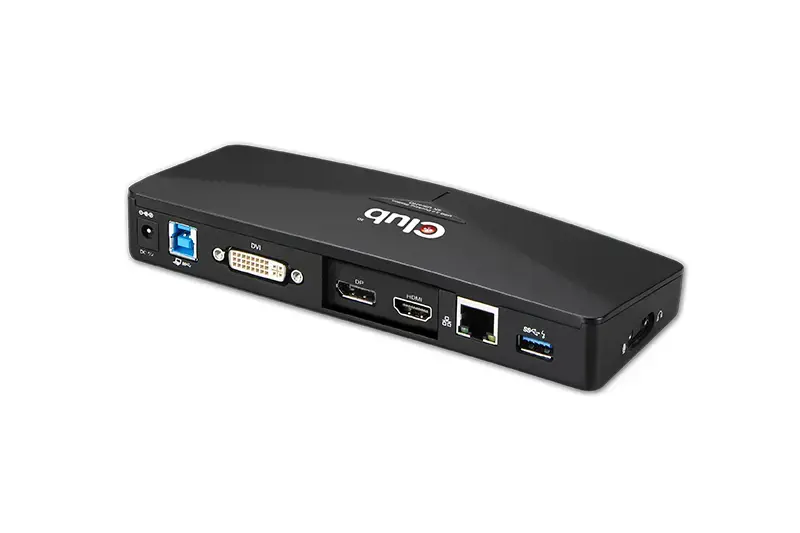 CLUB3D CSV-3103D The Club 3D Universal USB 3.1 Gen 1 UHD 4K Docking station DisplayLink™, Wired, USB 3.2 Gen 1 (3.1 Gen 1) Type-A, 1.4a, USB, 10,100,1000 Mbit/s, Black