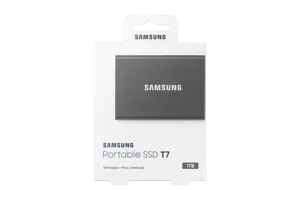"Samsung" nešiojamasis SSD diskas T7, 1000 GB, C tipo USB, 3.2 Gen 2 (3.1 Gen 2), 1050 MB/s, apsauga nuo slaptažodžio, pilkas