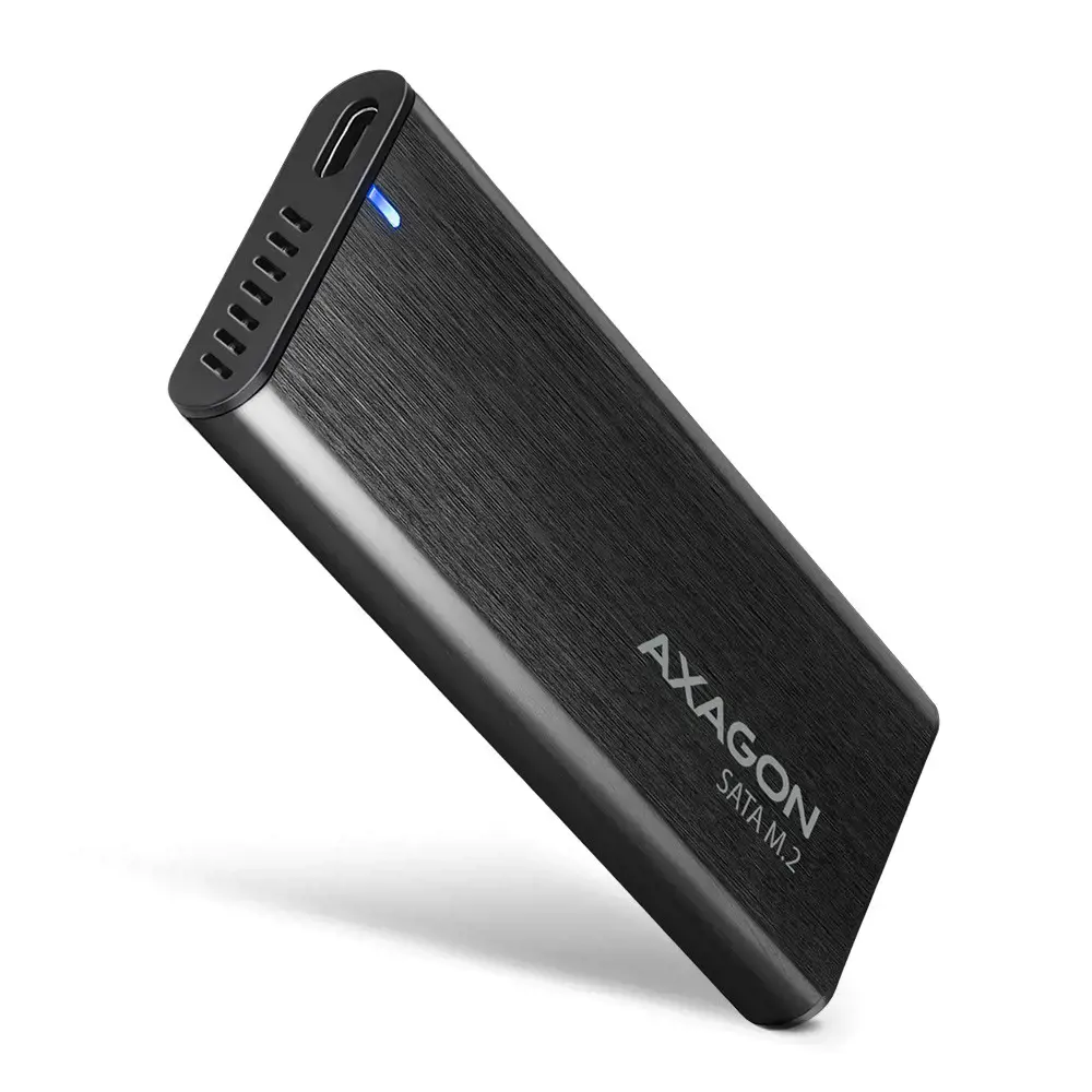 AXAGON EEM2-SBC, M.2 SATA be varžtų RAW dėžutė, juoda, SuperSpeed USB-C 10 Gbps