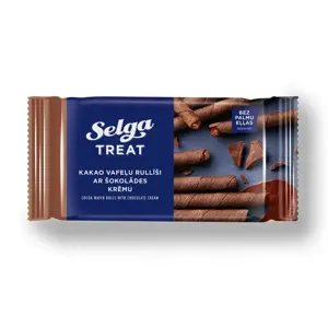 SELGA kakaviniai vaflių ritinėliai su kremo įdaru,160g