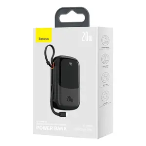 Maitinimo baterija "Baseus Qpow PRO" su laidu, 20000 mAh, 20 W (juoda)