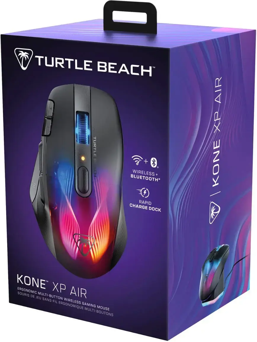 Turtle Beach Kone XP Air, Right-hand, Optical, RF Wireless + Bluetooth, 19000 DPI, Black