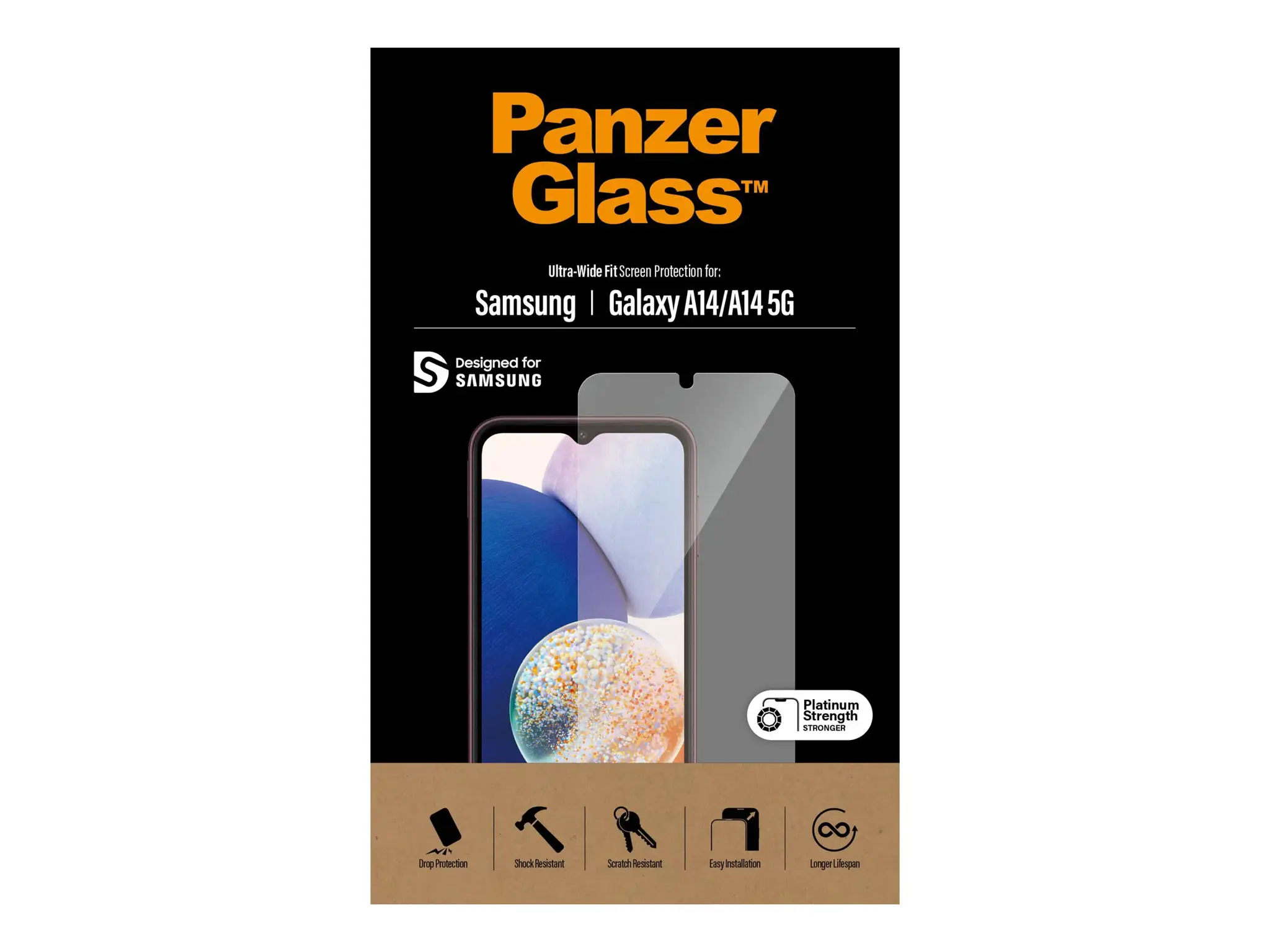 "PanzerGlass" itin plataus pritaikymo ekrano apsauga, "Samsung", "Galaxy A14/A14 5G", skaidri
