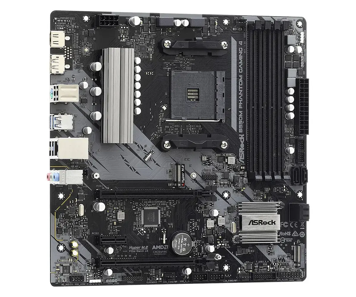 ASROCK B550M PHANTOM GAMING 4 3 kartos AMD AM4 lizdas 4 xDDR4 4733+ 1 PCIe 4.0 x16 1 PCIe 4.0 x16 1 PCIe 3.0 x16 2 PCIe 3.0 x1 1 xM.2 6 SATA3 8 USB