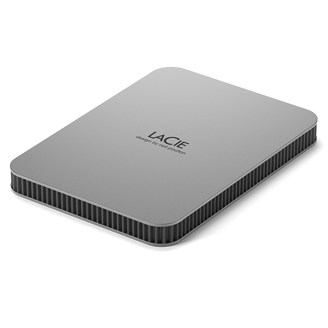 "LACIE Mobile Drive" kietasis diskas USB-C 1TB 2,5 colio Mėnulio sidabro spalvos su USB-C kabeliu