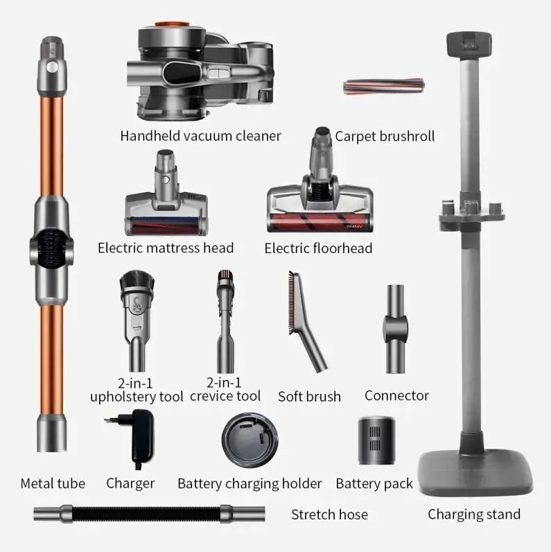 "Jimmy" dulkių siurblys H9 Pro Cordless, veikiantis belaidžiu būdu, rankinis ir rankinis, 28,8 V, veikimo laikas (maks.) 80 min, sidabrinės spalvos / vario spalvos, garantija 24 mėn., akumuliatoriaus garantija 12 mėn.