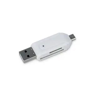 "Forever microSD" / SD kortelių skaitytuvas USB + microUSB balta OTG