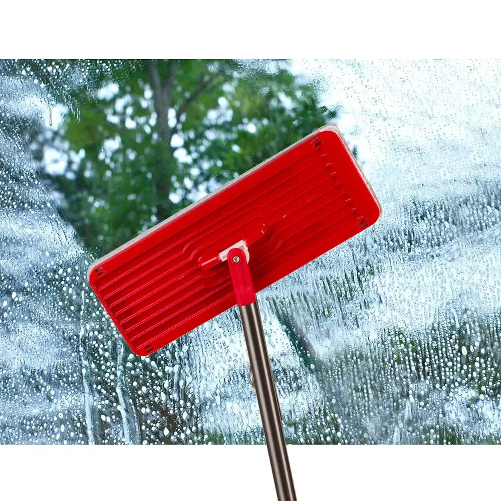 Plokščia šluostė + kibiras + teleskopinis strypas + 2 x mikropluošto padas 5,7 l grindų valymo rinkinys XXL su besisukančia galvute
