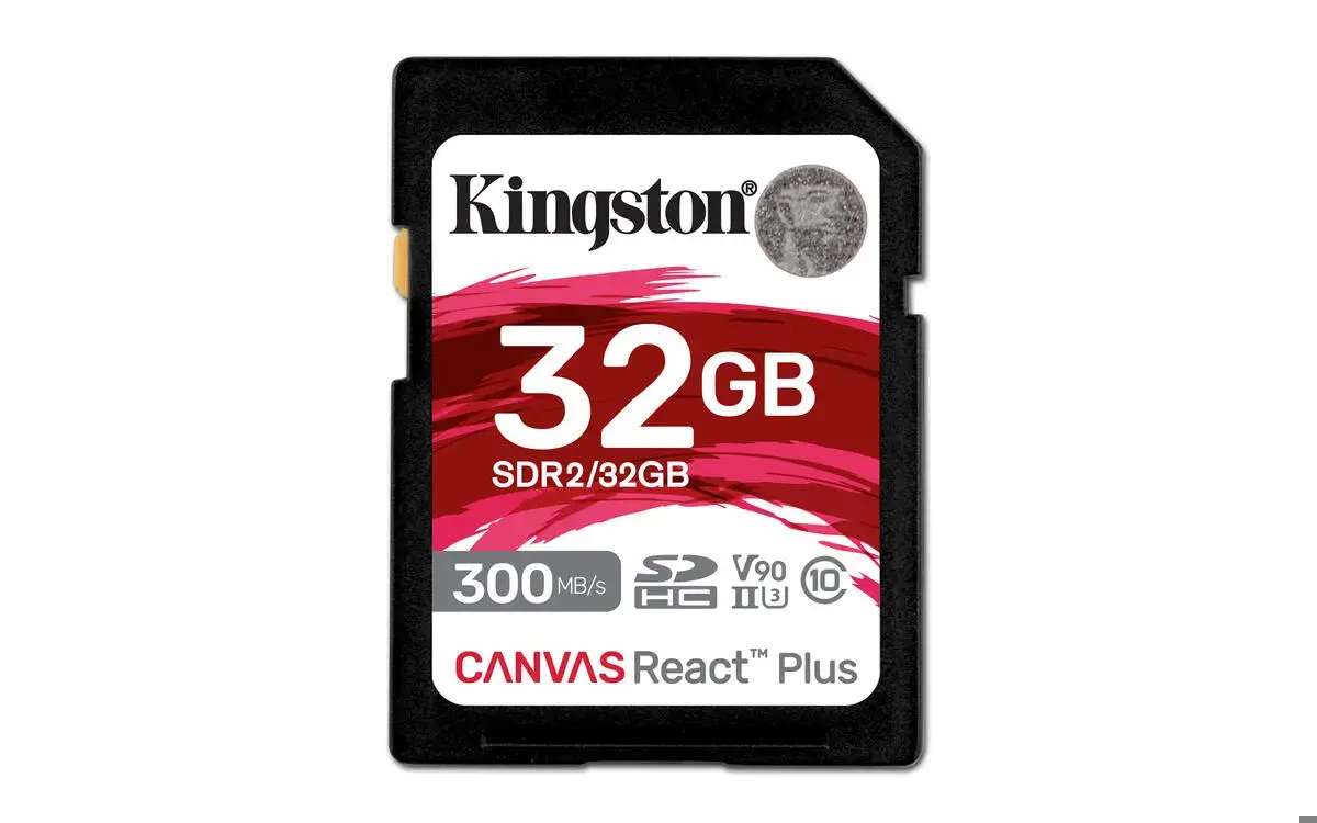 KINGSTON 32GB "Canvas React Plus" SDHC UHS-II 300R/260W U3 V90, skirtas "Full HD/4K/8K