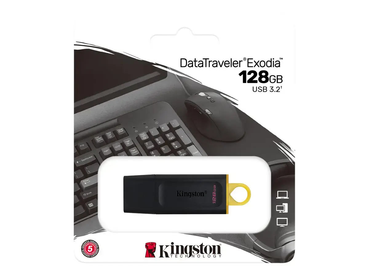 KINGSTON 128 GB USB3.2 Gen1 "DataTraveler Exodia" juoda + geltona