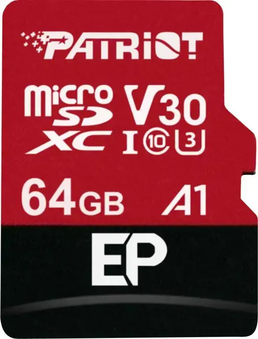 PATRIOT PEF64GEP31MCX Patriot EP serijos 64GB MICRO SDXC V30 iki 100MB/s