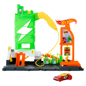 Hot Wheels City Super Recharge Fuel Station with 1:64 Scale Toy Car, Fuel station, 4 yr(s), Multico…