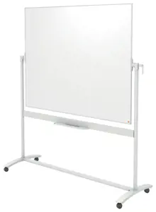 Dvipusė vartoma emaliuota magnetinė lenta NOBO 120x150 cm, mobilus stovas, balta sp.