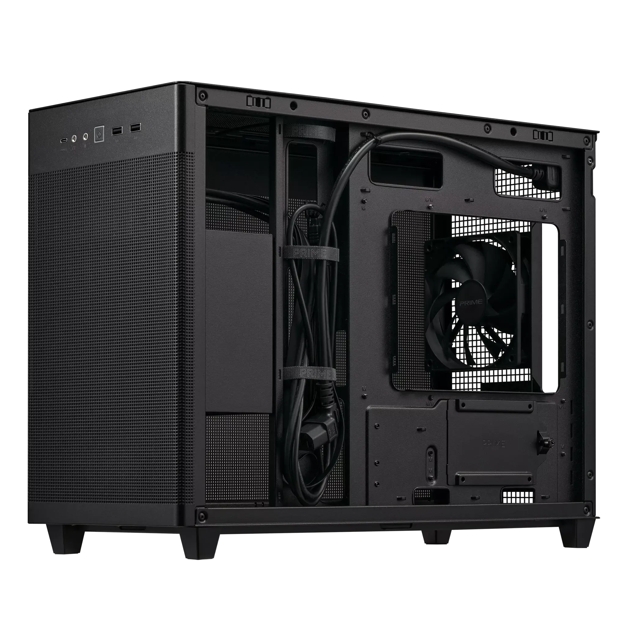 ASUS AP201 PRIME CASE TG, Mini Tower, PC, juoda, micro ATX, Mini-ITX, 17 cm, 33,8 cm
