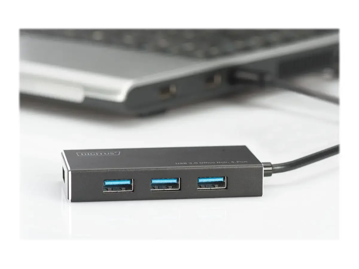 DIGITUS USB 3.0 šakotuvas 4 prievadai su 5V/2A maitinimo šaltiniu Aliuminio korpusas