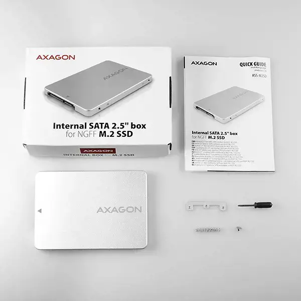 AXAGON RSS-M2SD SATA - M.2 SSD SATA, iki 80 mm SSD, ALU korpusas