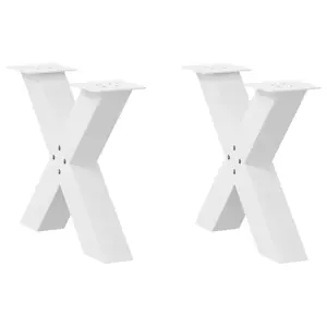 Kavos staliuko kojelės, X formos, 2 vnt., baltos, 50x(42-43) cm, plienas