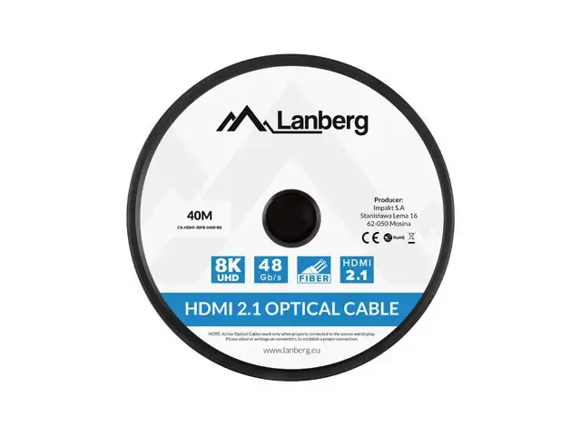 LANBERG HDMI v2.1 8K M/M kabelis 40 m optinis AOC