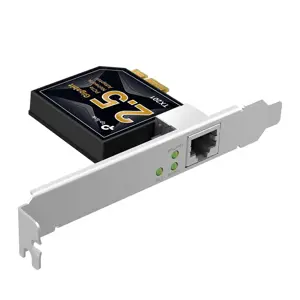 "TP-Link" 2.5 Gigabit PCIe tinklo adapteris, vidinis, laidinis, "PCI Express", Ethernet, 2500 Mbps, juodas, pilkas