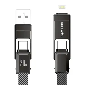 Blitzwolf BW-HDC7 4-in-1 USB+C+Lightning cable 240W 1.2m (black)