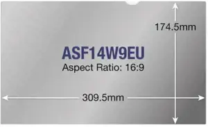 Targus ASF14W9EU, Nešiojamojo kompiuterio ekrano apsauga, juoda, skaidri, bet kokio prekės ženklo, 35,6 cm (14"), nuo atspindžių apsauganti ekrano apsauga, atspari įbrėžimams
