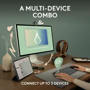 Logitech Pebble 2 Combo, Wireless, RF Wireless + Bluetooth, Scissor key switch, QWERTY, White, Mouse included