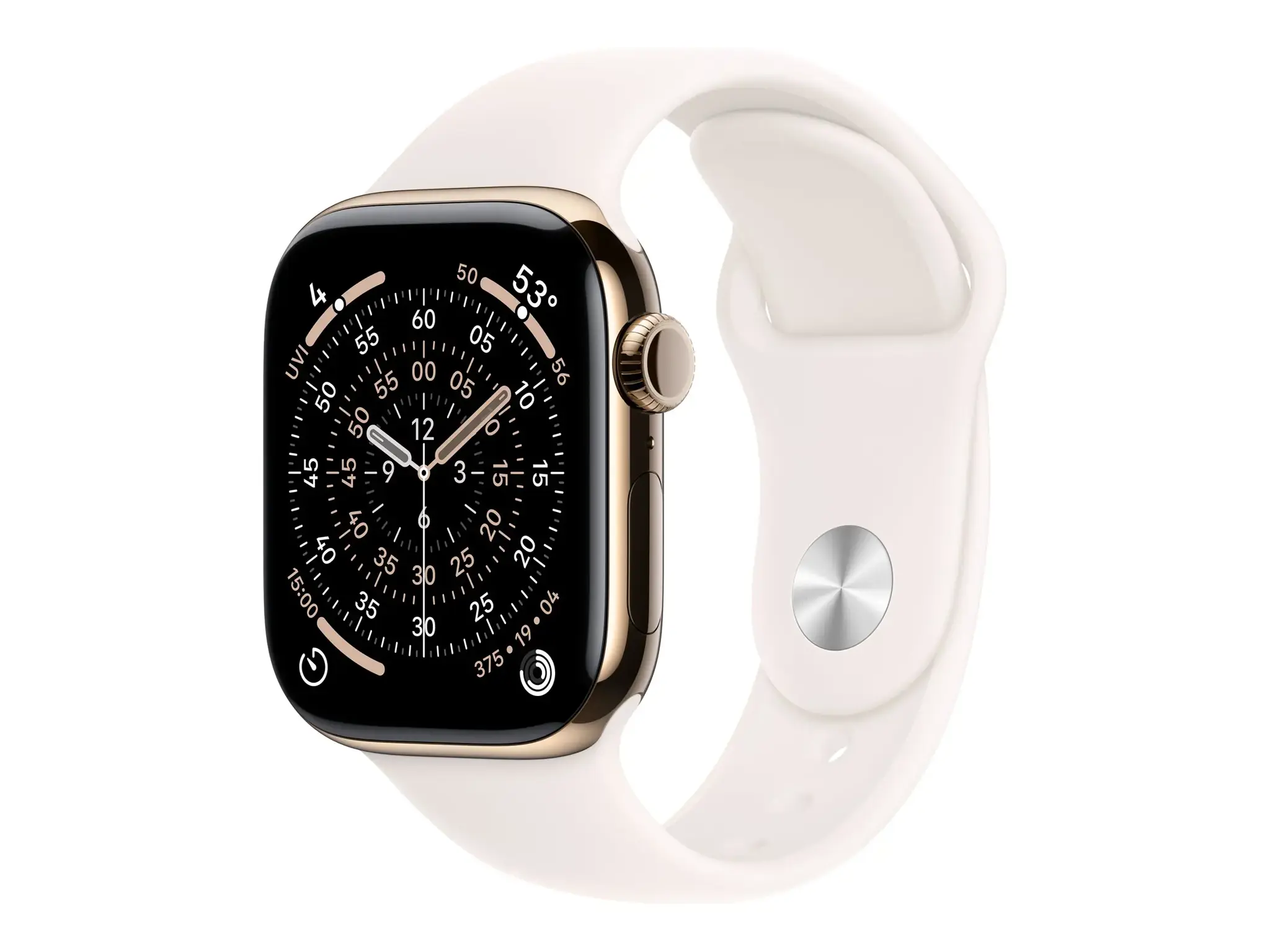 Apple Watch Series 11 GPS + Cellular 42mm Gold Titanium Case with Light Blush Sport Band - M/L | Apple
