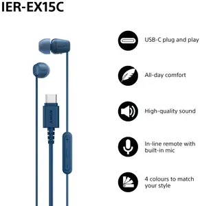 Sony headset IER-EX15C, blue