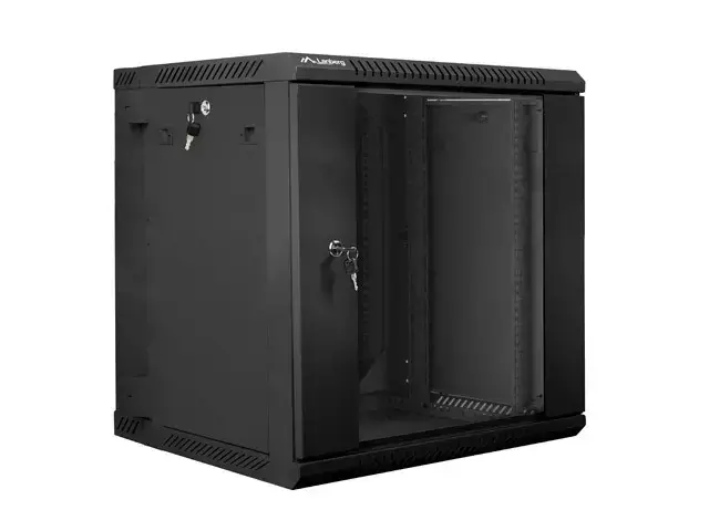 LANBERG WF02-6612-10B "Lanberg" sieninė dviejų sekcijų spinta 19 plokščiųjų pakuočių 12U/600x600 mm, juoda