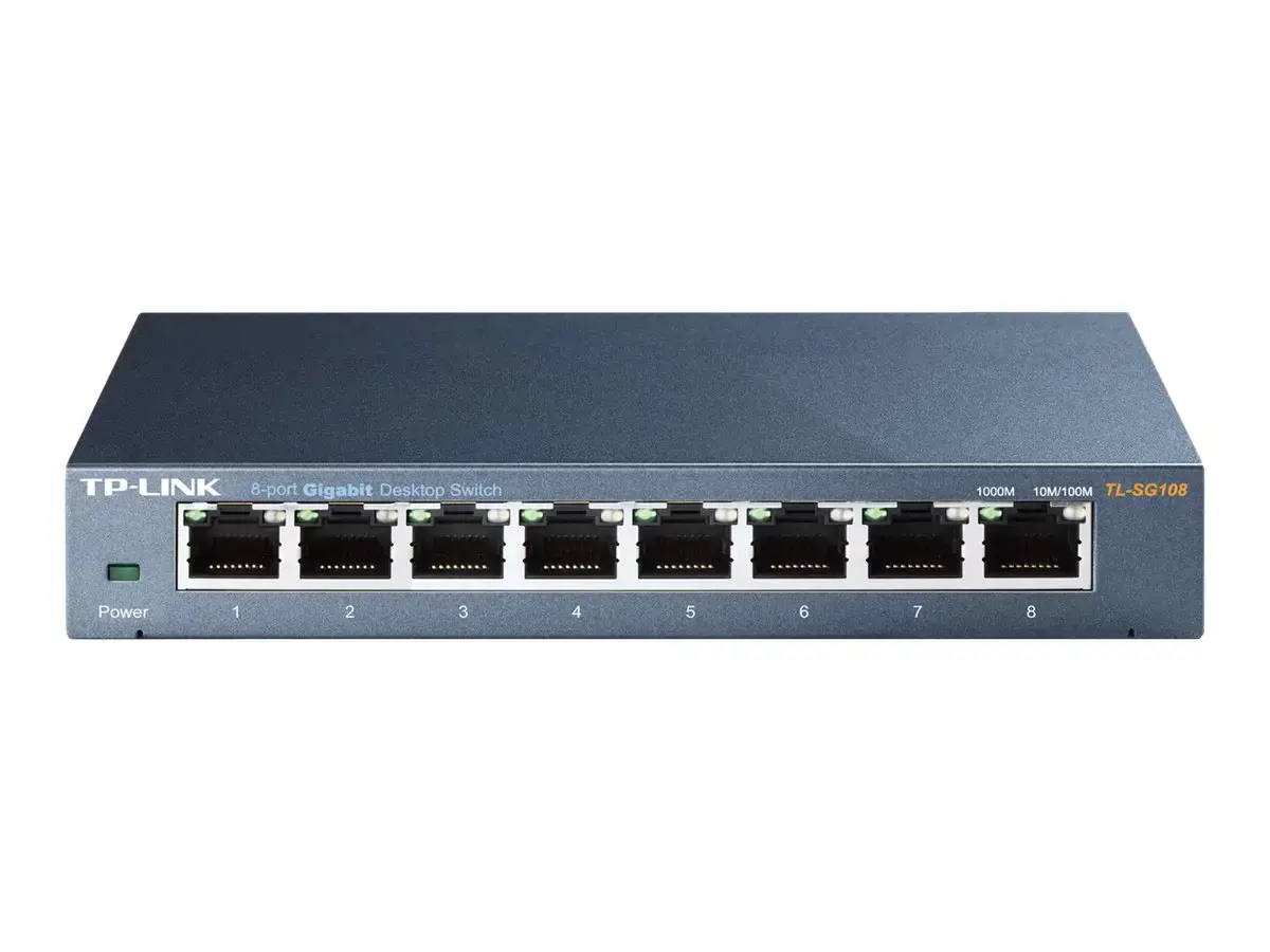 TP-LINK 8 prievadų metalinis gigabitinis komutatorius 5 10/100/1000M RJ45 prievadai palaiko GMP Snooping IEEE 802.1p QoS Plug and Play metalinis korpusas