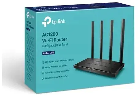 TP-Link Archer C6U, "Wi-Fi 5" (802.11ac), dviejų dažnių (2,4 GHz / 5 GHz), Ethernet LAN, 4G, juodas, stalinis maršrutizatorius
