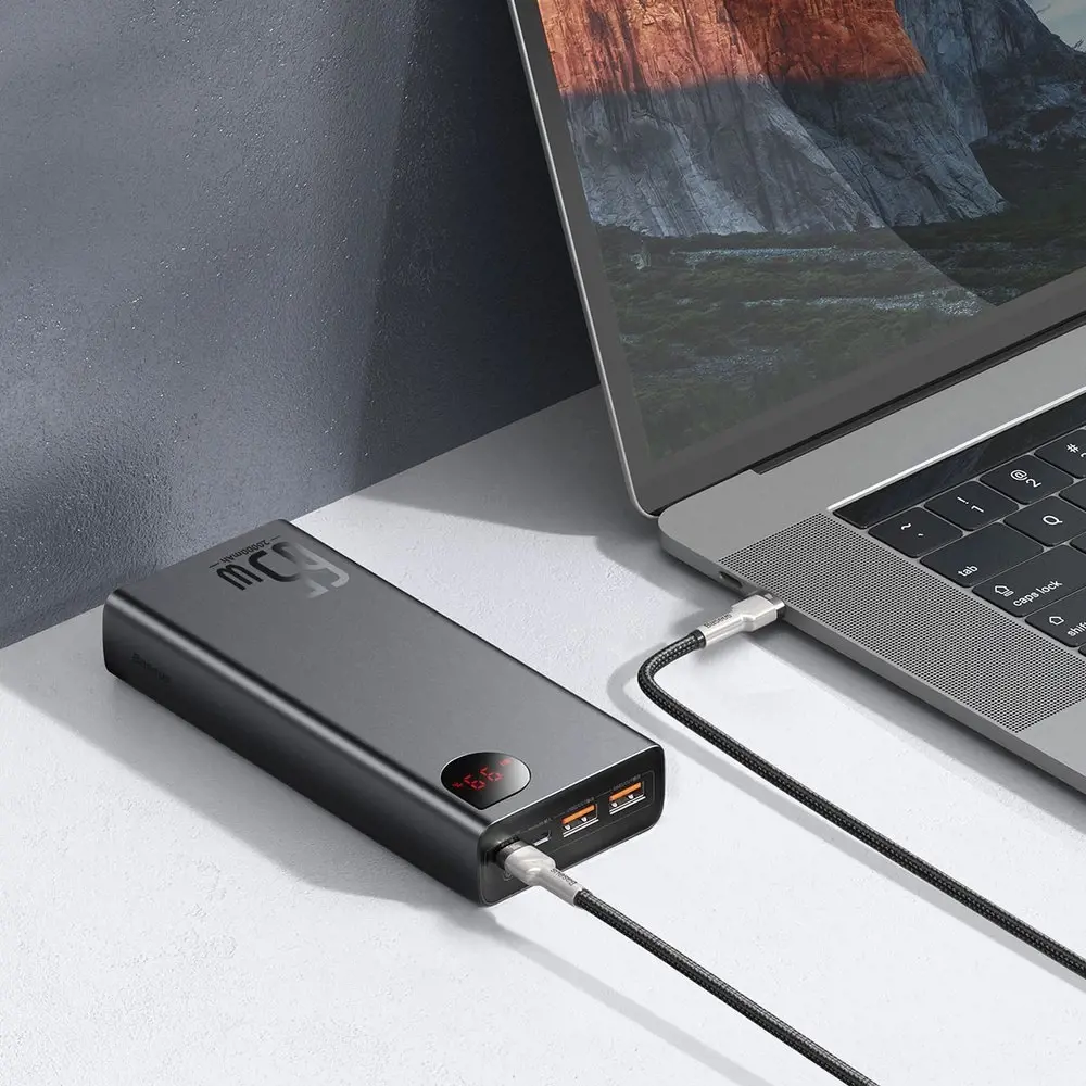 "Baseus Adaman Metal Powerbank" 20000mAh PD QC 3.0 65W 2xUSB + USB-C + micro USB (juodas)