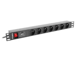 LANBERG PDU-07E-0200-IEC-BK Lanberg PDU 1U 10A, 7 lizdai prancūziški, 2 m, juoda