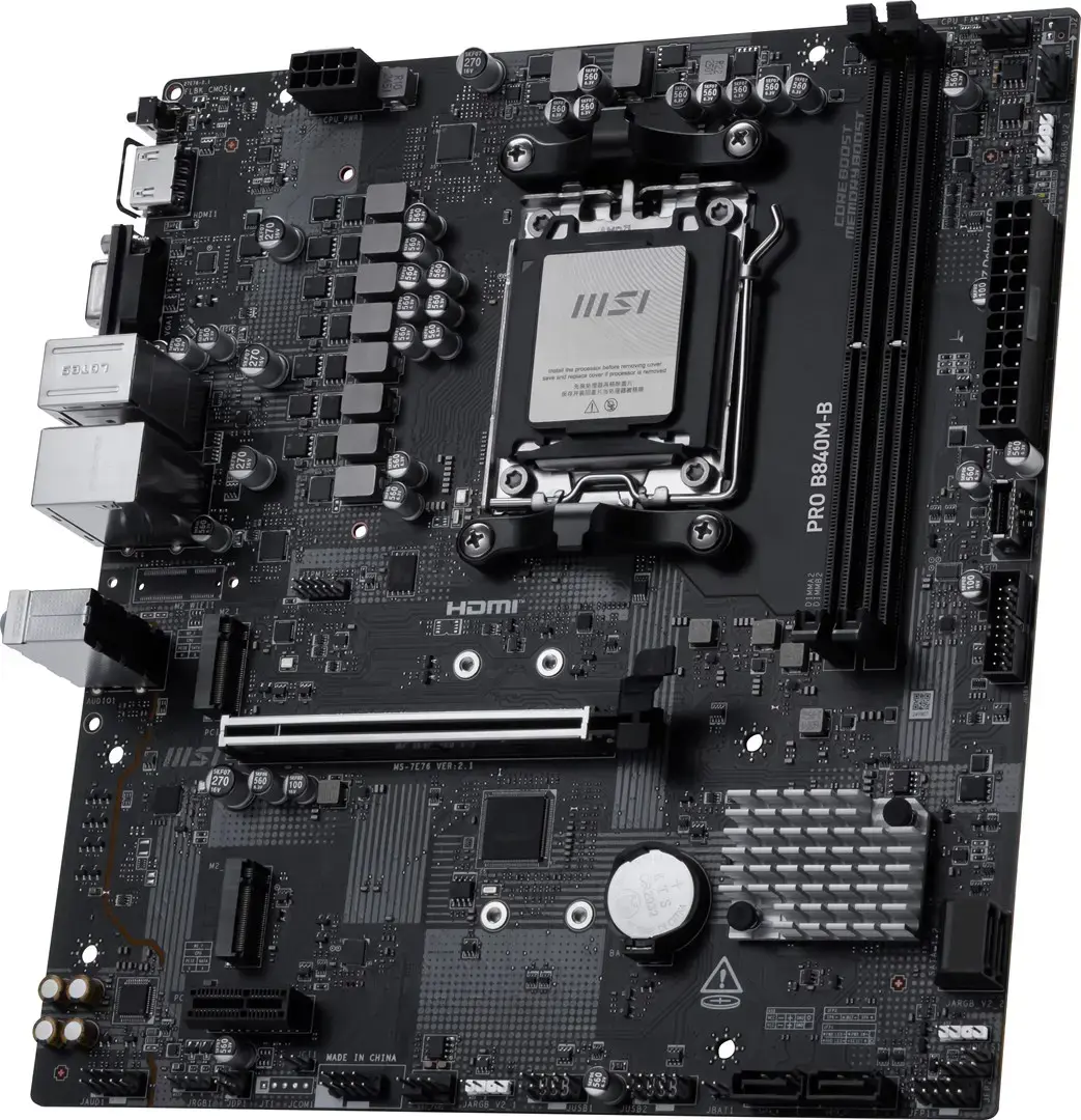 Mainboard MSI AMD B840 SAM5 Micro-ATX Memory DDR5 Memory slots 2 PROB840M-B