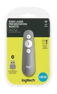 "Logitech R500", "Bluetooth/RF", USB, 20 m, pilka