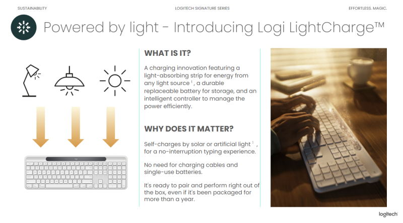 Logitech Signature Slim Solar+ K980 Belaidė klaviatūra, RF Wireless+Bluetooth, US Int, Graphite