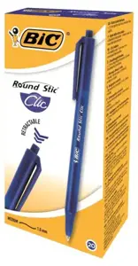 Bic Tušinukas Round Stic Clic 1.0 mm, mėlynas, pakuotėje 20 vnt. 379640